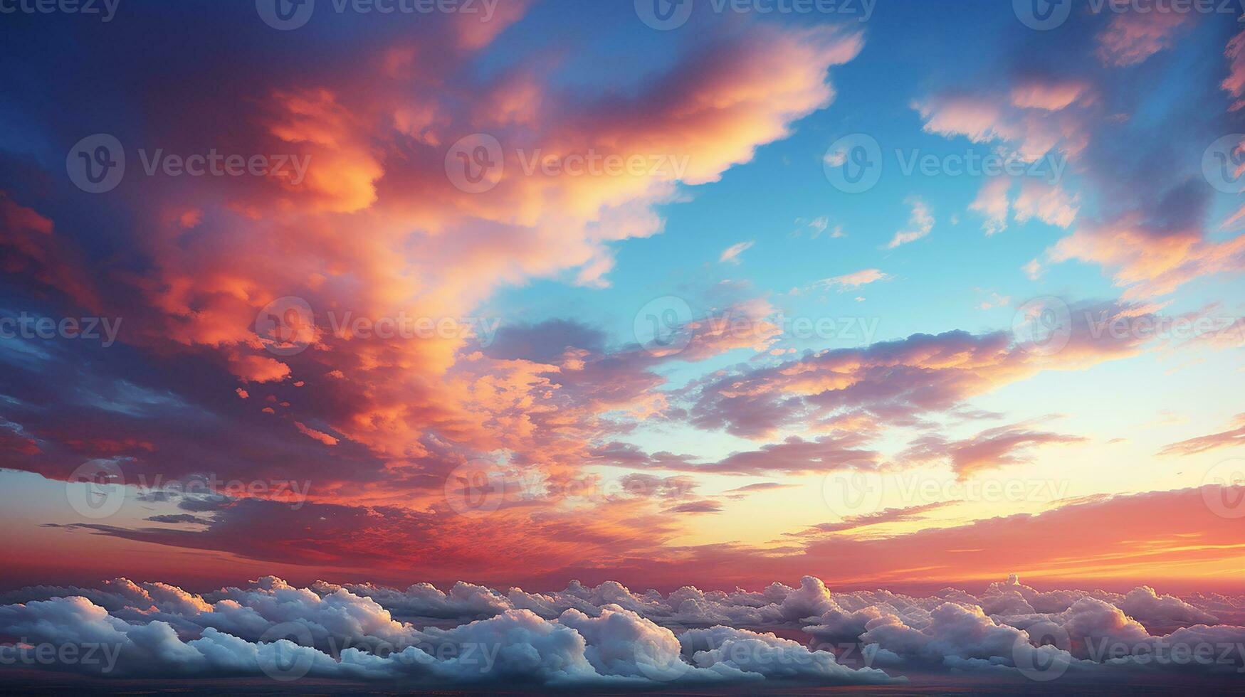 Beautiful Nature View of Cumulus Clouds in the Sky with Outdoor Concept at Dusk photo