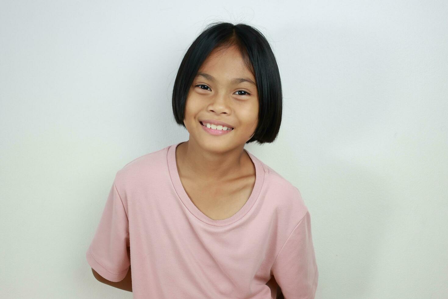 Portrait of child on the grey background photo