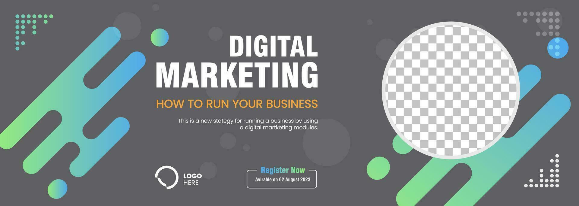Modern digital Marketing banner template design, light blue banner for business vector
