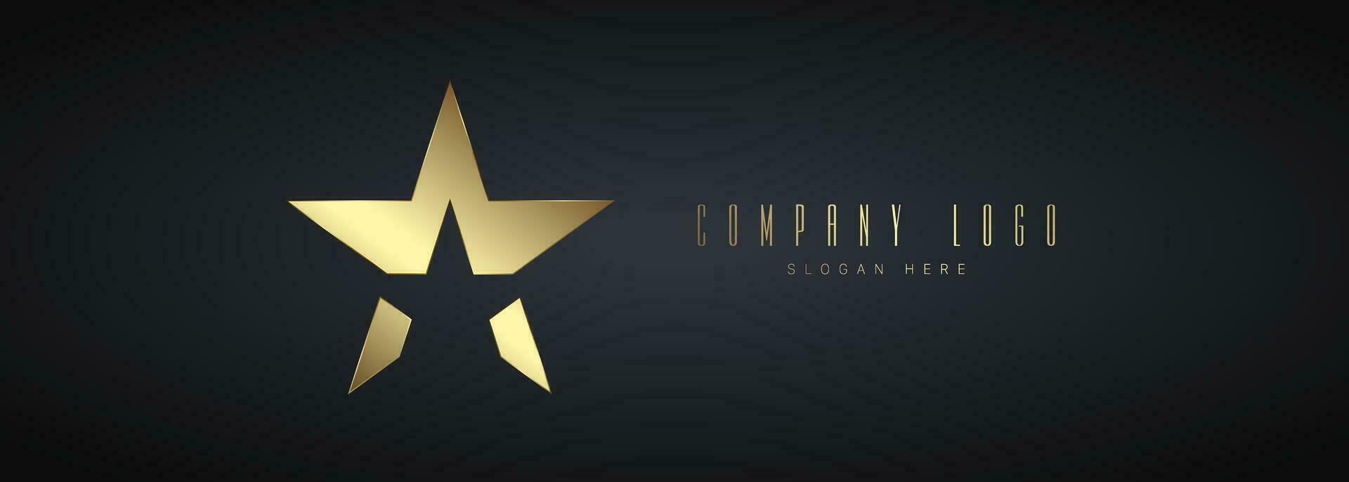 dorado y lujo estrella logo vector para empresa en oscuro fondo, vector y ilustración