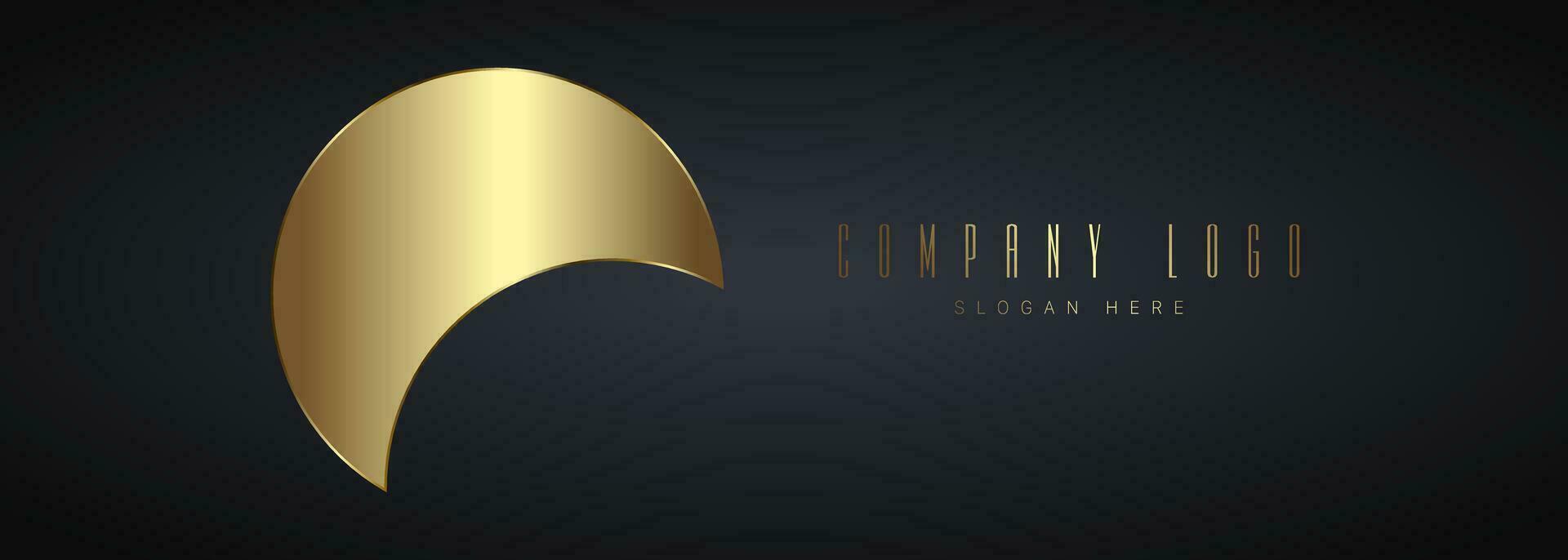 A dark Luxury circle Logo concepts in vector on dark background, Abstract golden circle in vector elegant company Logo design