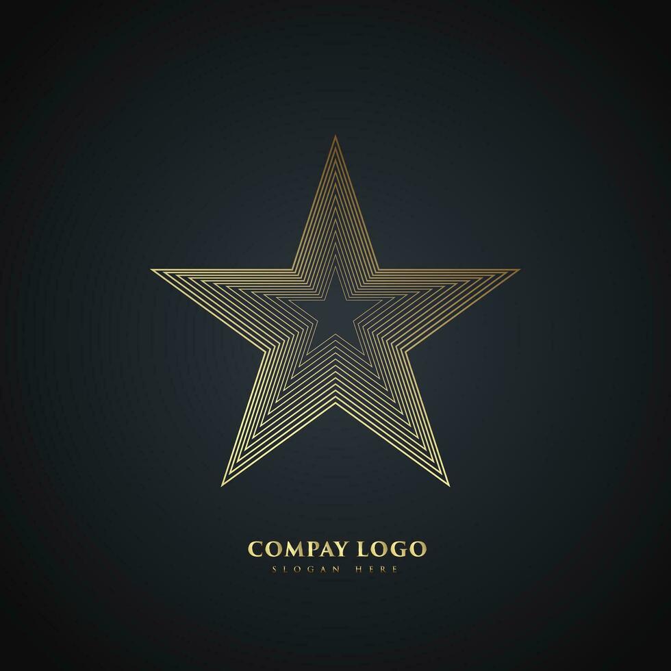 lujo estrella logo concepto en oscuro fondo, elegante empresa logo diseño, vector ilustración