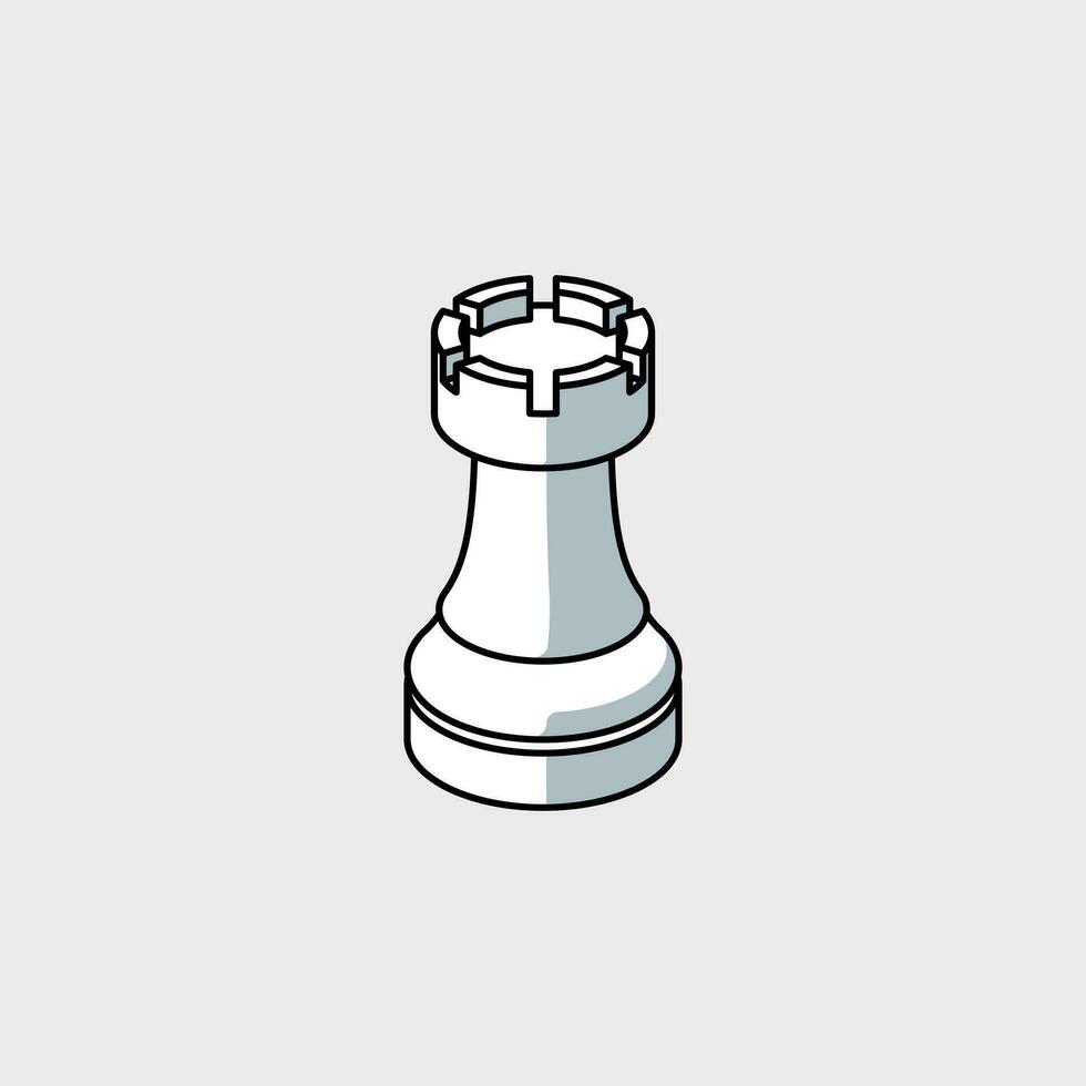 Rook white isometric vector illustration