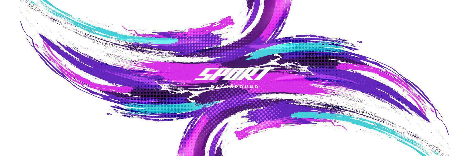 Abstract and Colorful Brush Background with Halftone Effect. Brush Stroke Illustration for Banner, Poster, or Sports Background. Scratch and Texture Elements For Design vector