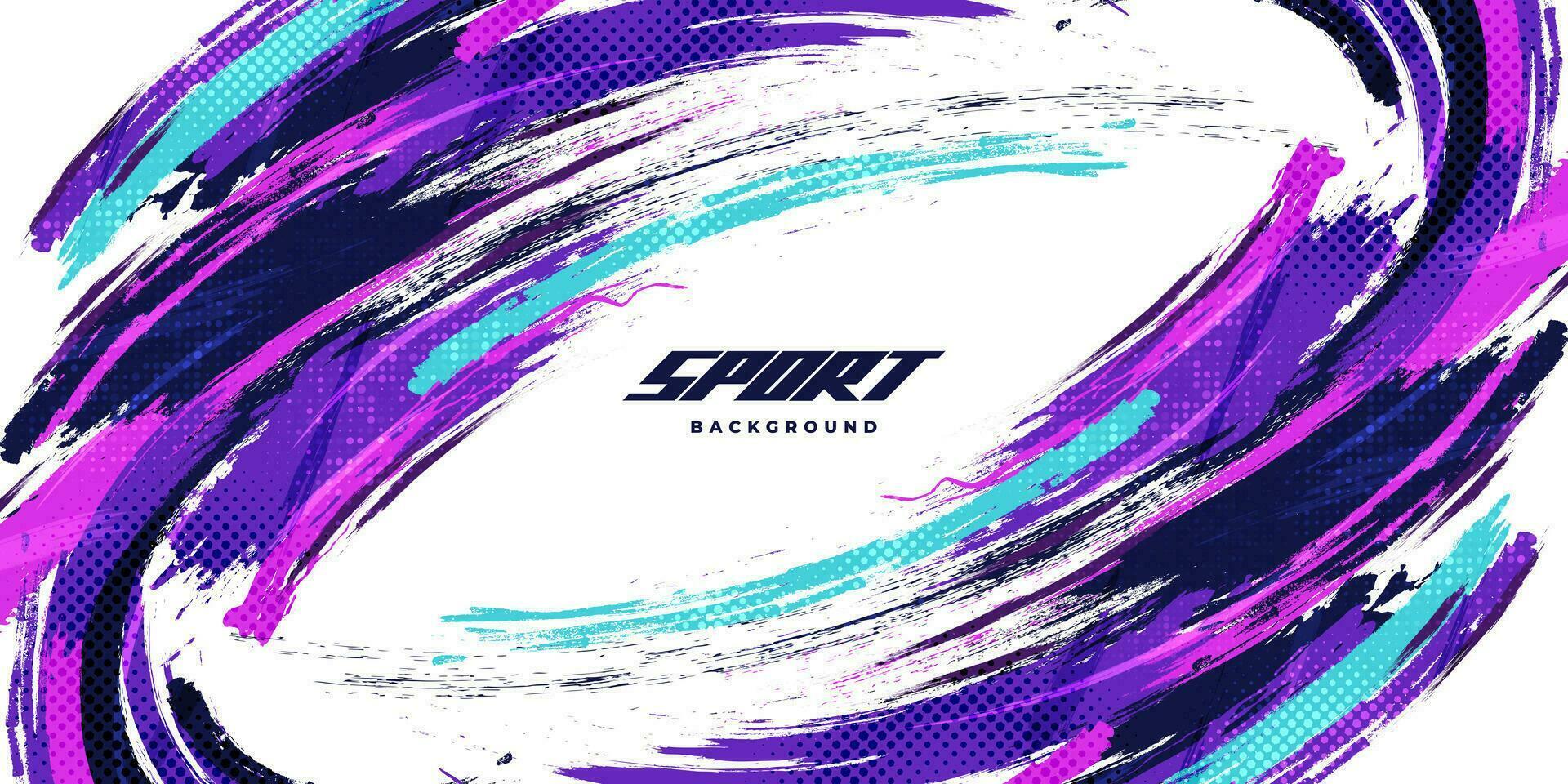 Abstract and Colorful Brush Background with Halftone Effect. Sport Banner. Brush Stroke Illustration. Scratch and Texture Elements For Design vector