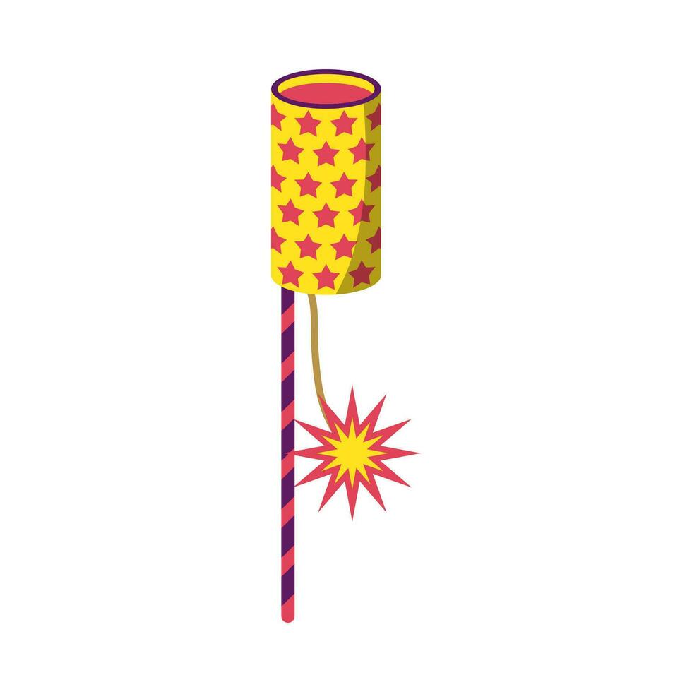 Cartoon Color Firecracker or Pyrotechnics Rocket Icon. Vector