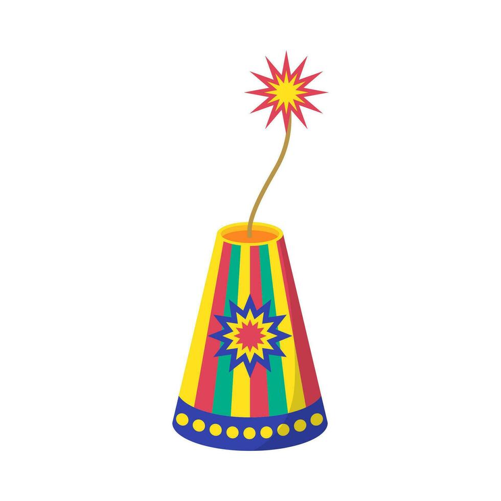 Cartoon Color Firecracker or Pyrotechnics Rocket Icon. Vector