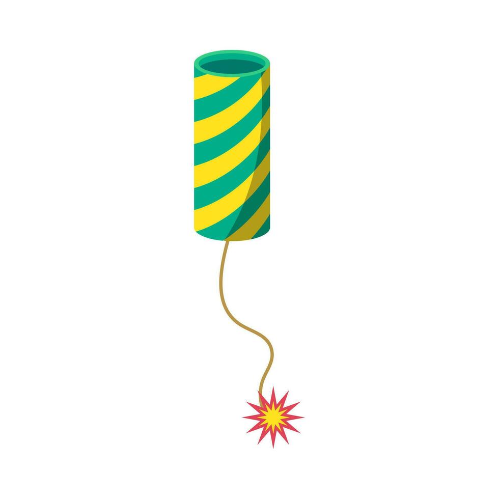 Cartoon Color Firecracker or Pyrotechnics Rocket Icon. Vector