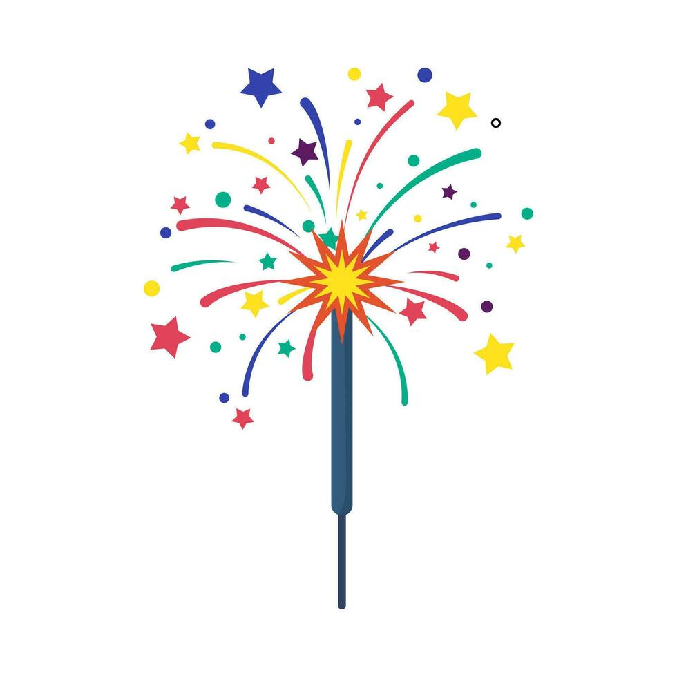 Cartoon Color Firecracker Sparkler or Pyrotechnics Rocket Icon. Vector