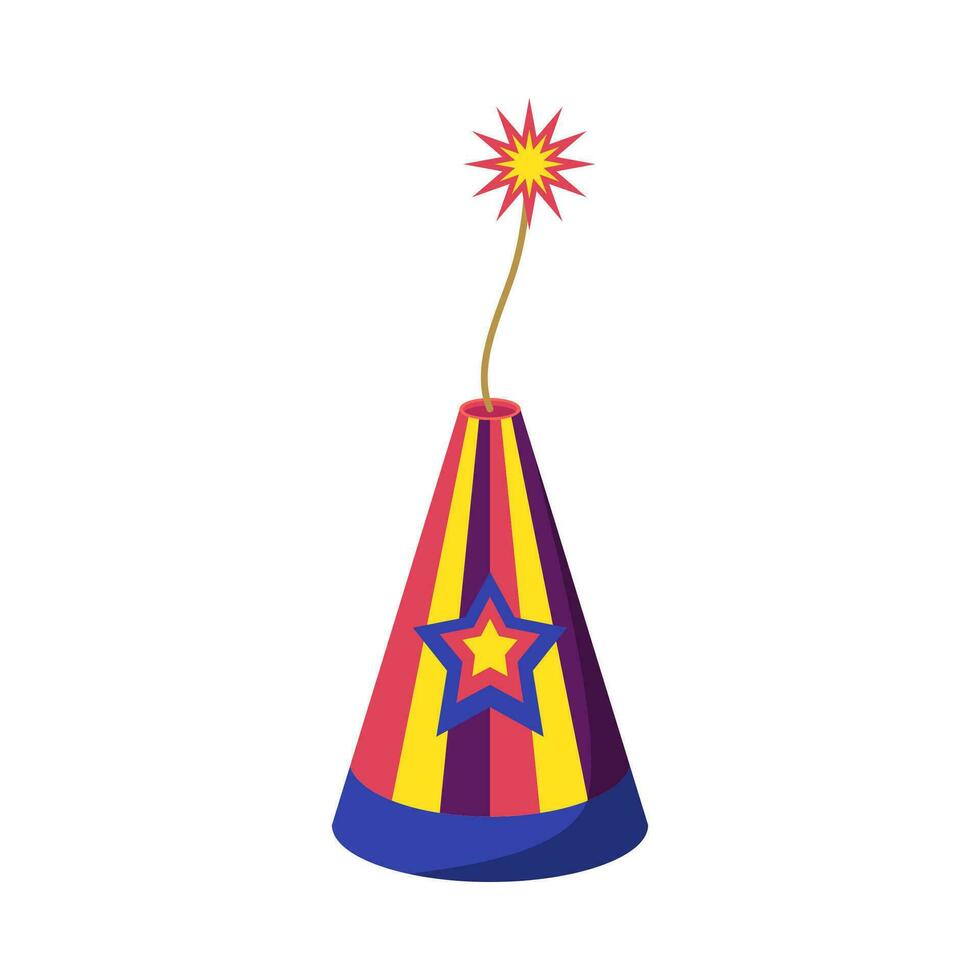 Cartoon Color Firecracker or Pyrotechnics Rocket Icon. Vector