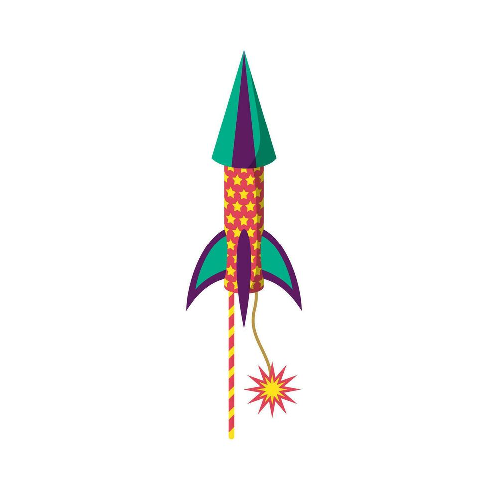 Cartoon Color Firecracker or Pyrotechnics Rocket Icon. Vector