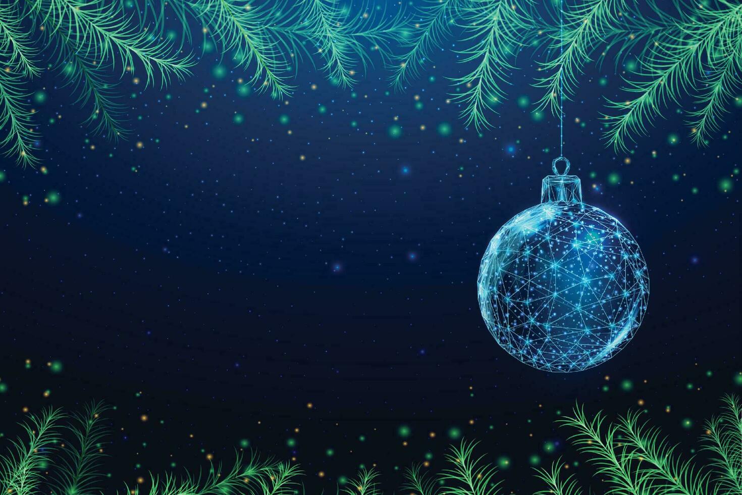 ramas de árboles de navidad, estilo low poly. banner para el concepto de navidad o año nuevo con un lugar para una inscripción. ilustración vectorial moderna abstracta sobre fondo azul. vector