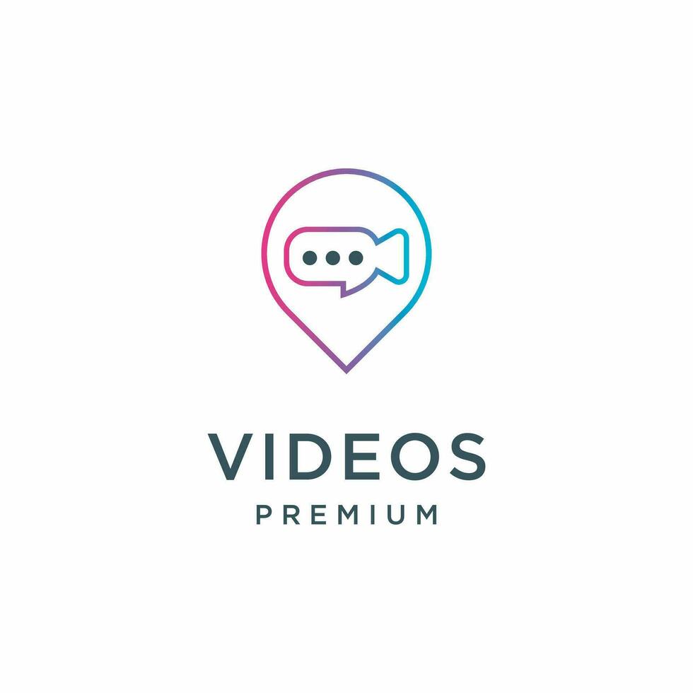 Video and pin icon, video app symbol vector illustration design Minimalist logo elegant line art sty