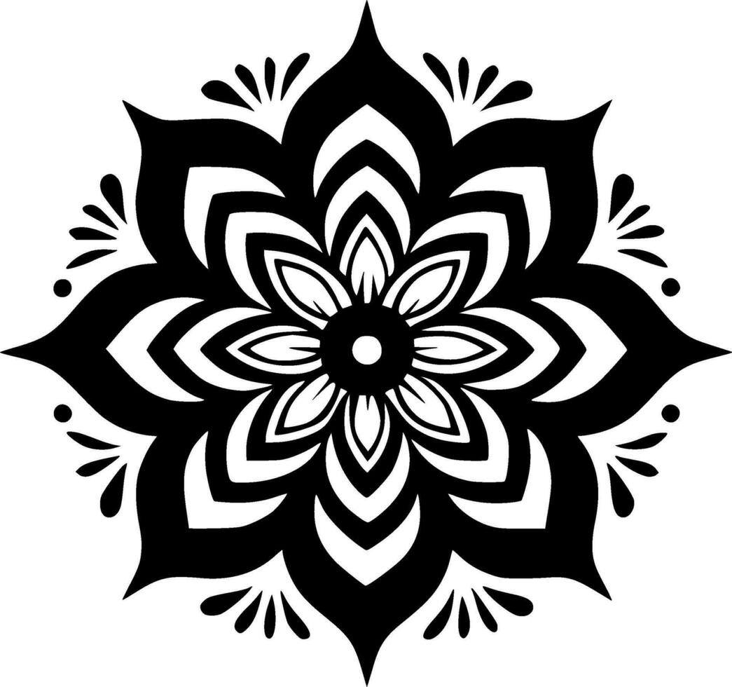 Mandala, Black and White Vector illustration