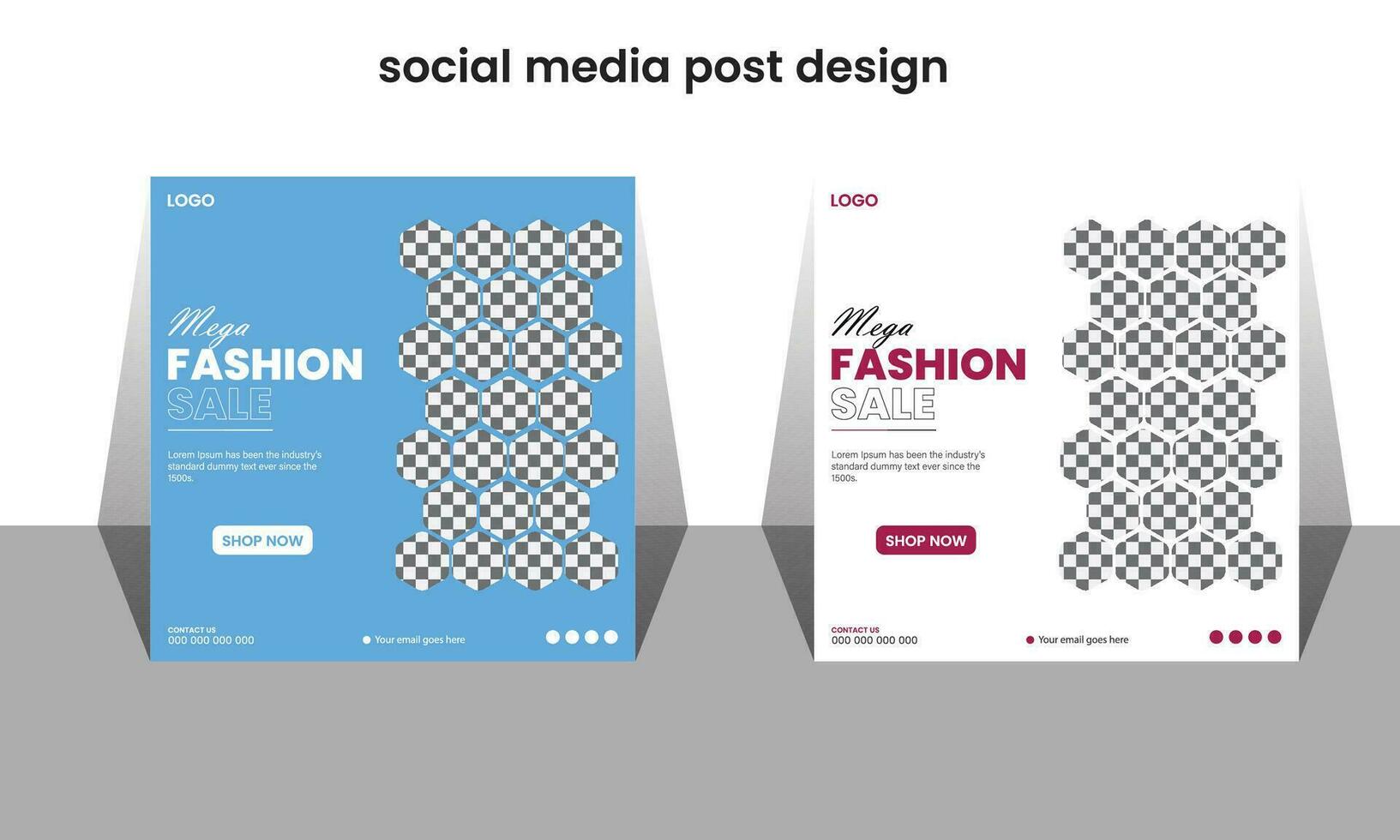 Mega fashion sale offer social media post template design vector