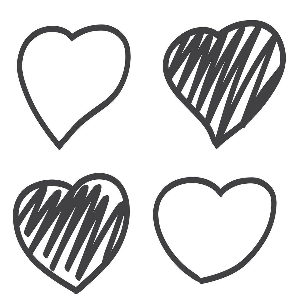 amor corazón mano dibujado vector ilustración. negro y blanco.