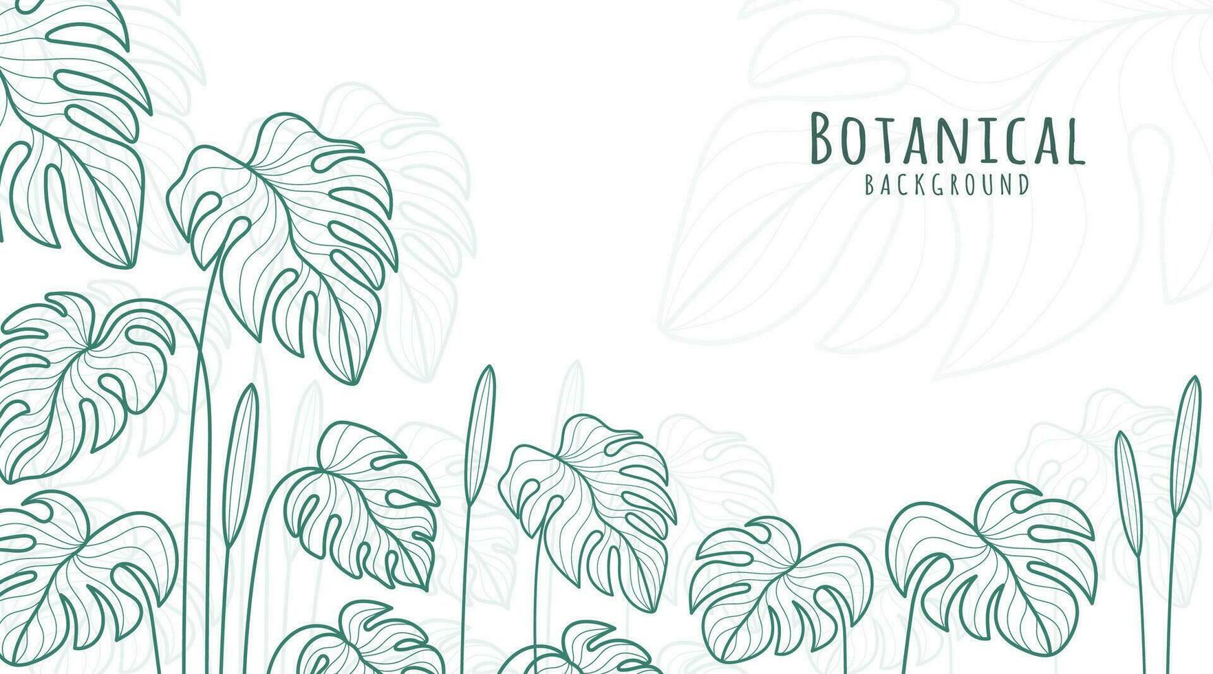 botánico línea Arte fondo, botánico fondo, hojas y flor antecedentes vector