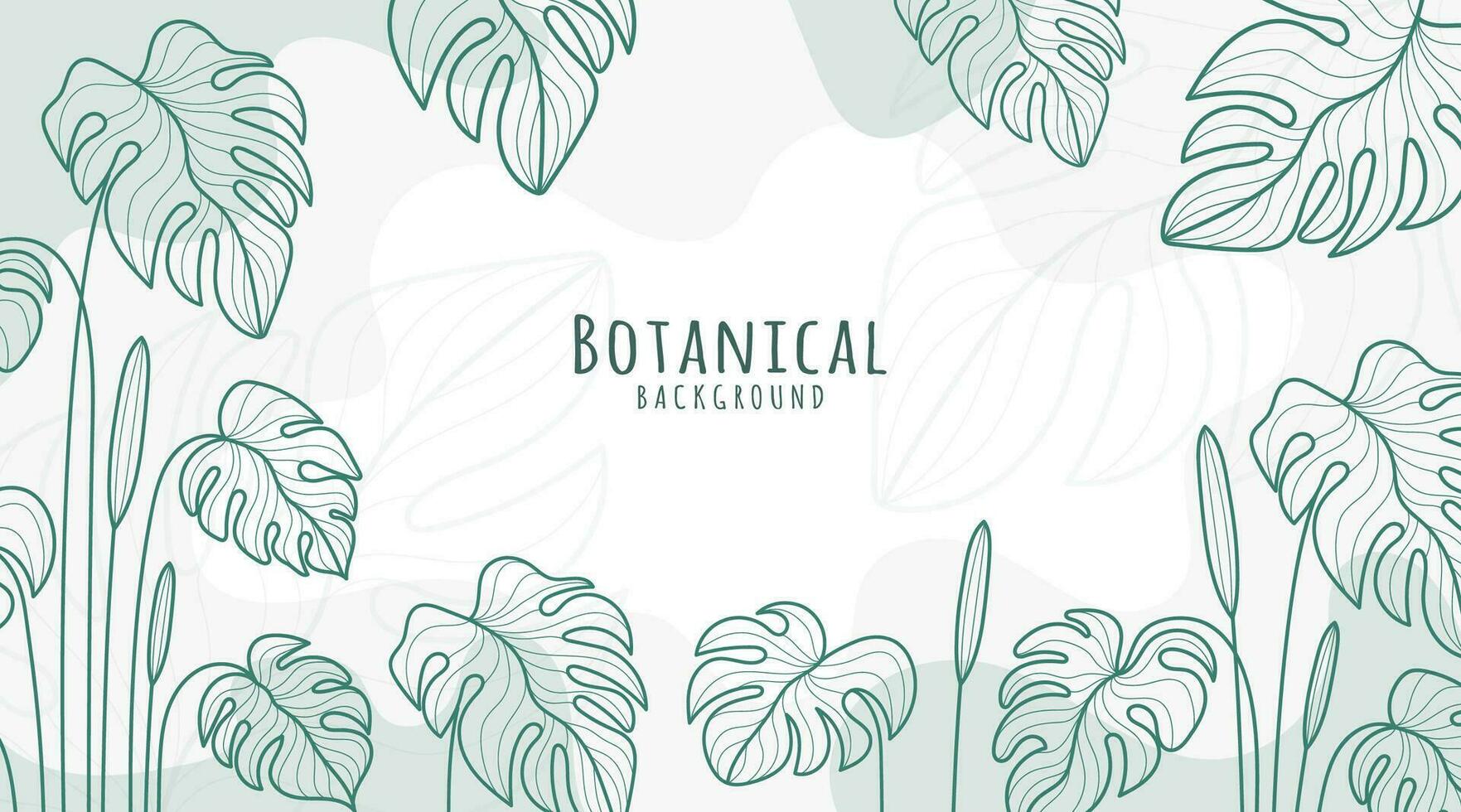 Botanical Line Art Background, Botanical Background, Leaves and Flower Background vector