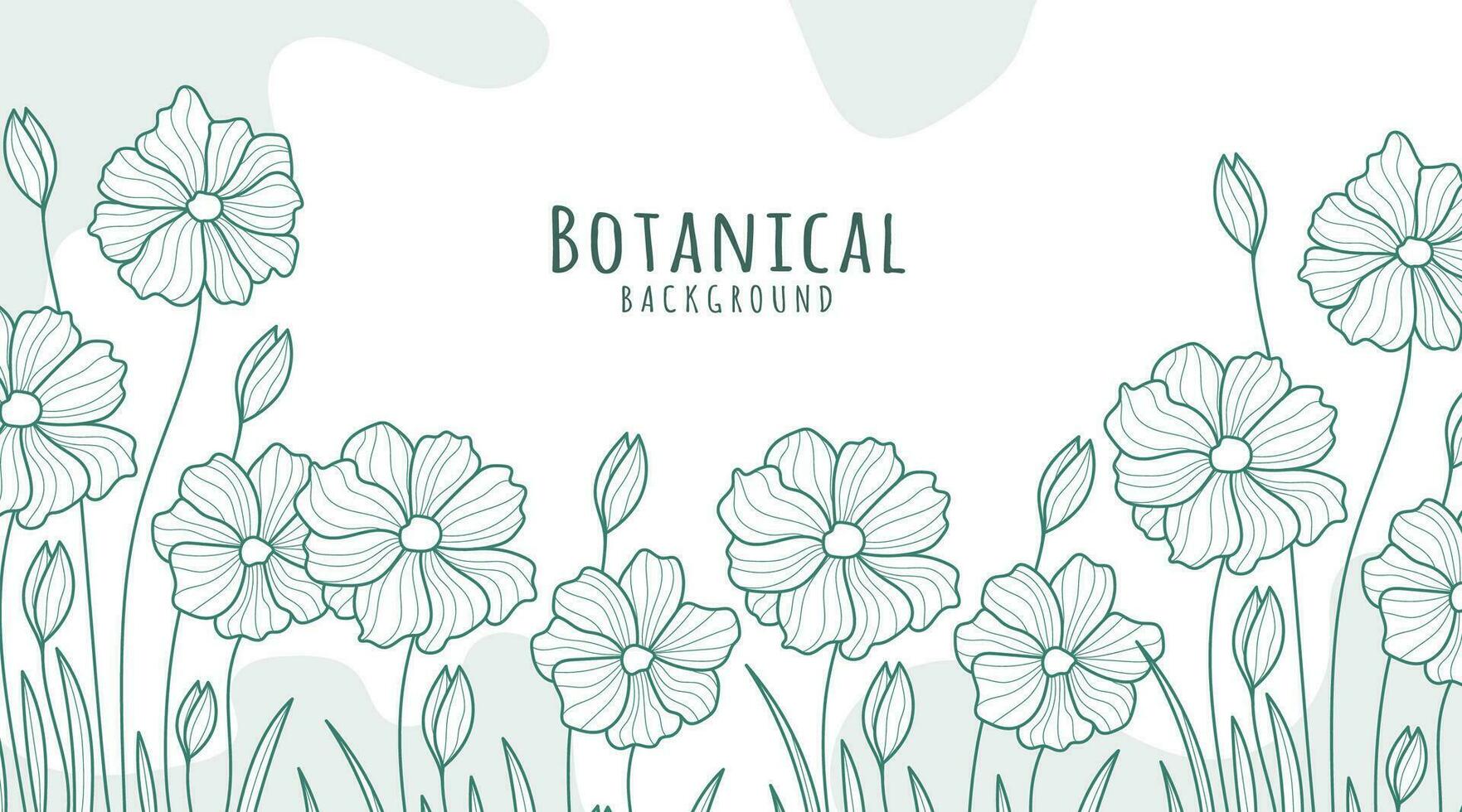 Botanical Line Art Background, Botanical Background, Leaves and Flower Background vector