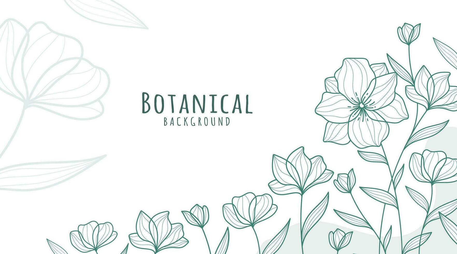 Botanical Line Art Background, Botanical Background, Leaves and Flower Background vector