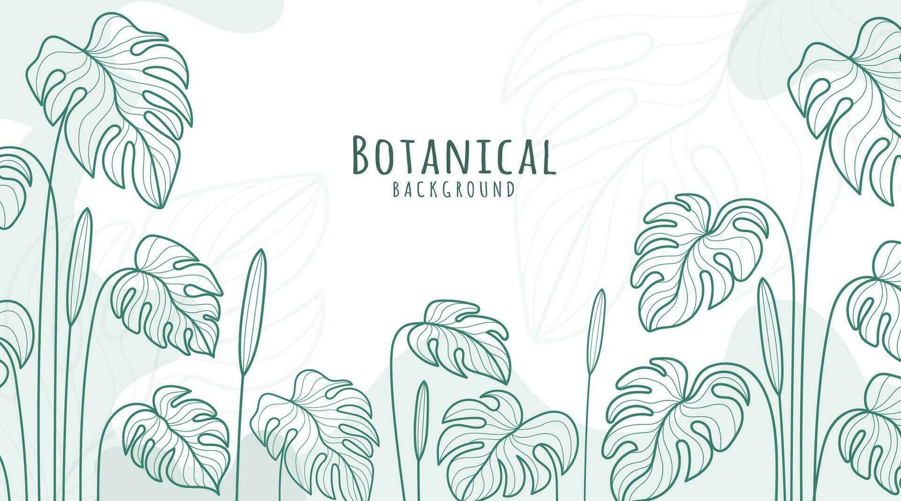 Botanical Line Art Background, Botanical Background, Leaves and Flower Background vector