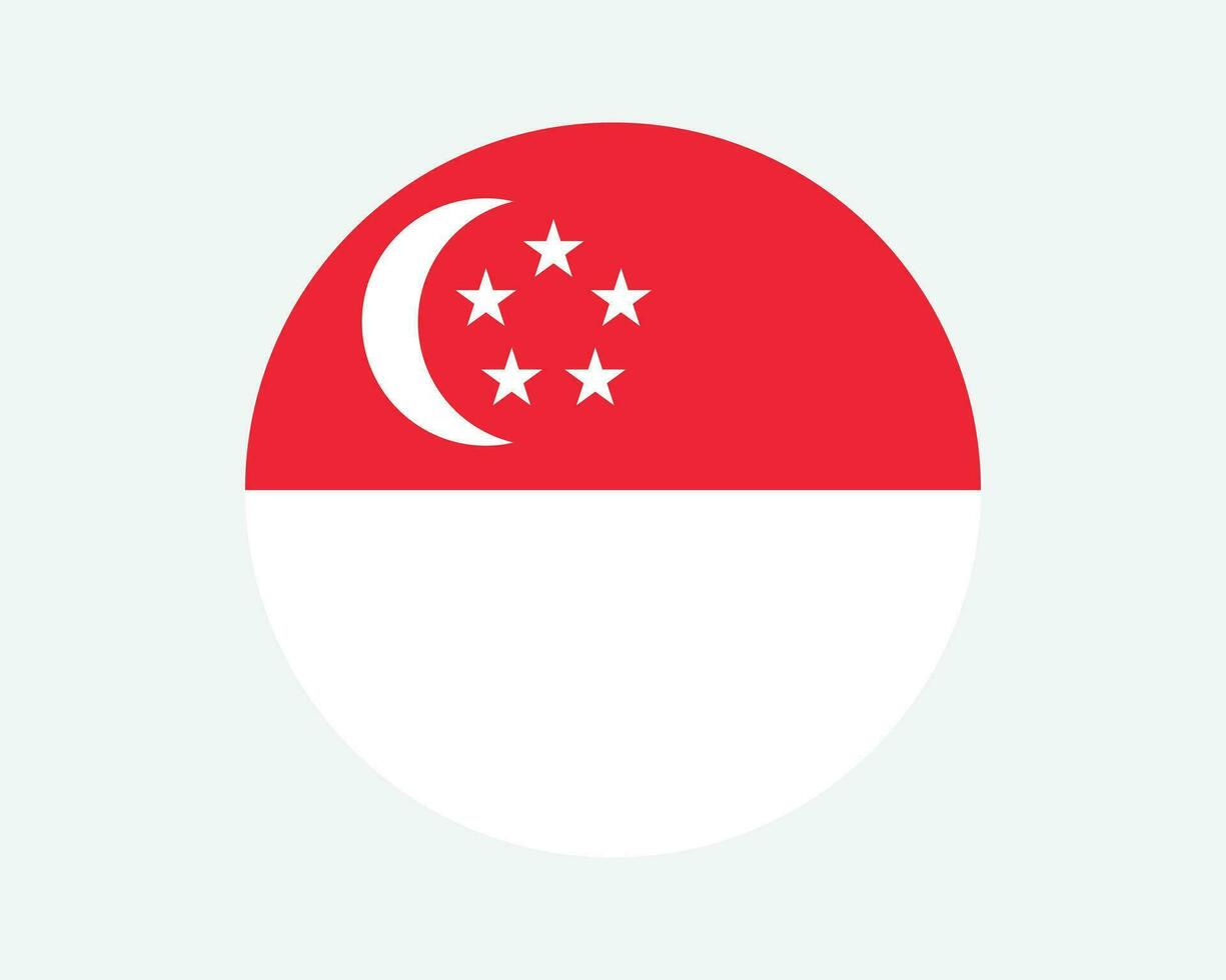 Singapore Round Country Flag. Singaporean Circle National Flag. Republic of Singapore Circular Shape Button Banner. EPS Vector Illustration.