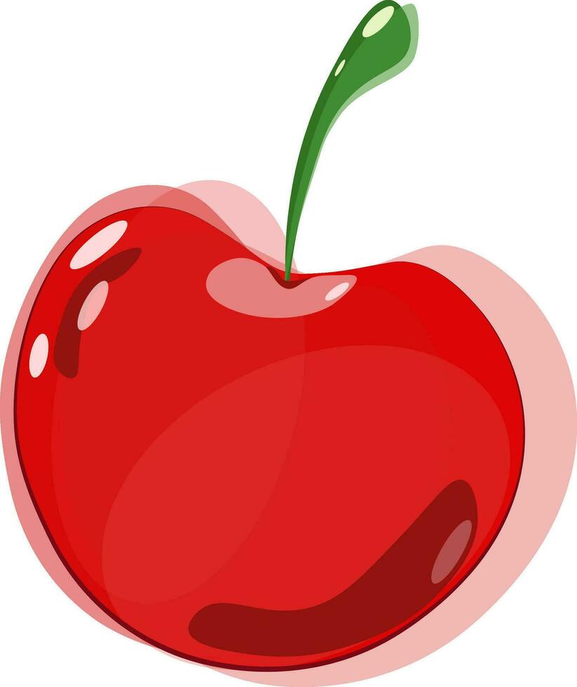 Red cherry without background with green tail in watercolor style. Vector. vector