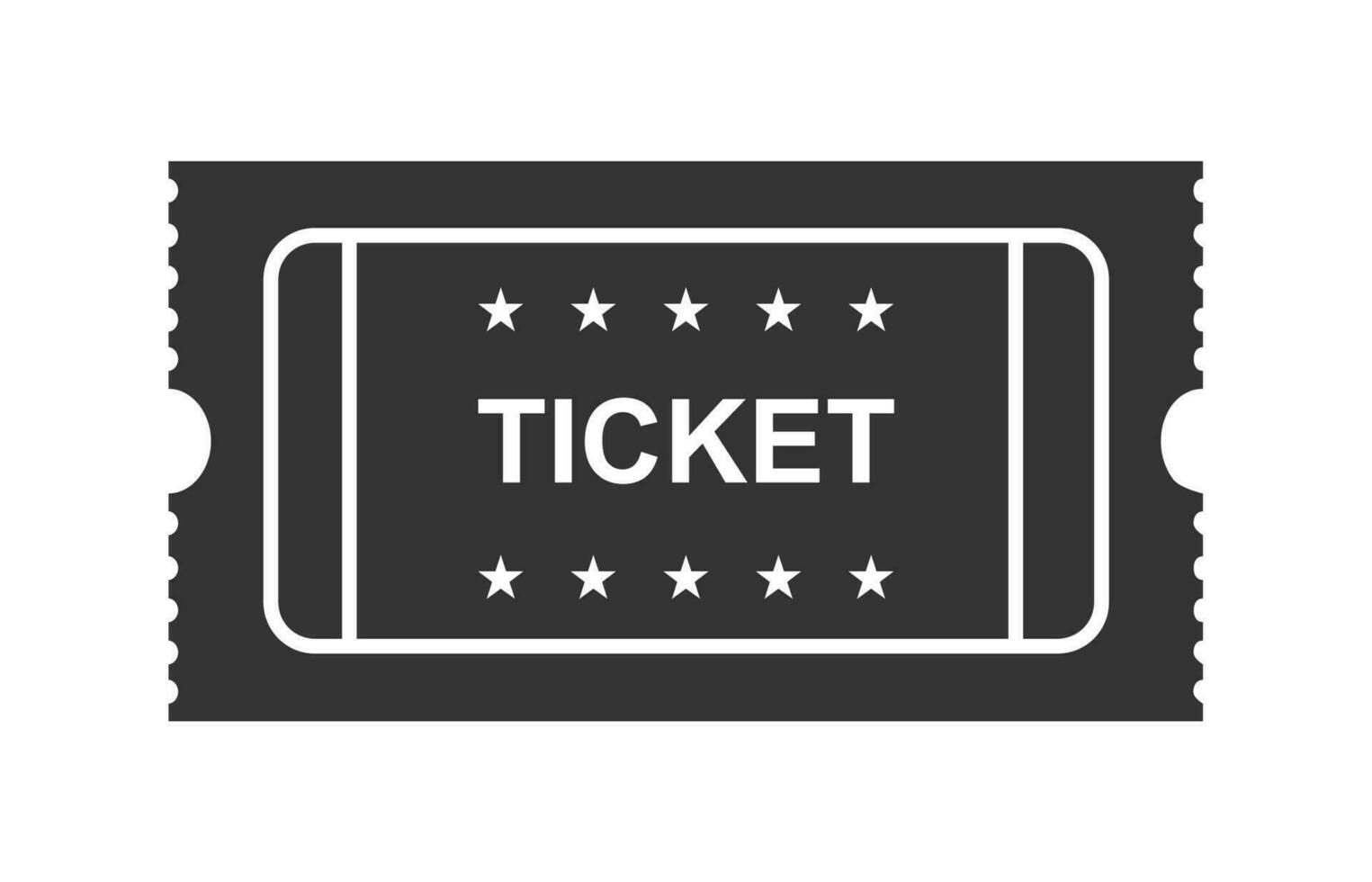 ticket icon vector illustration in the flat style. Retro ticket stub on a white background. Vector black ticket