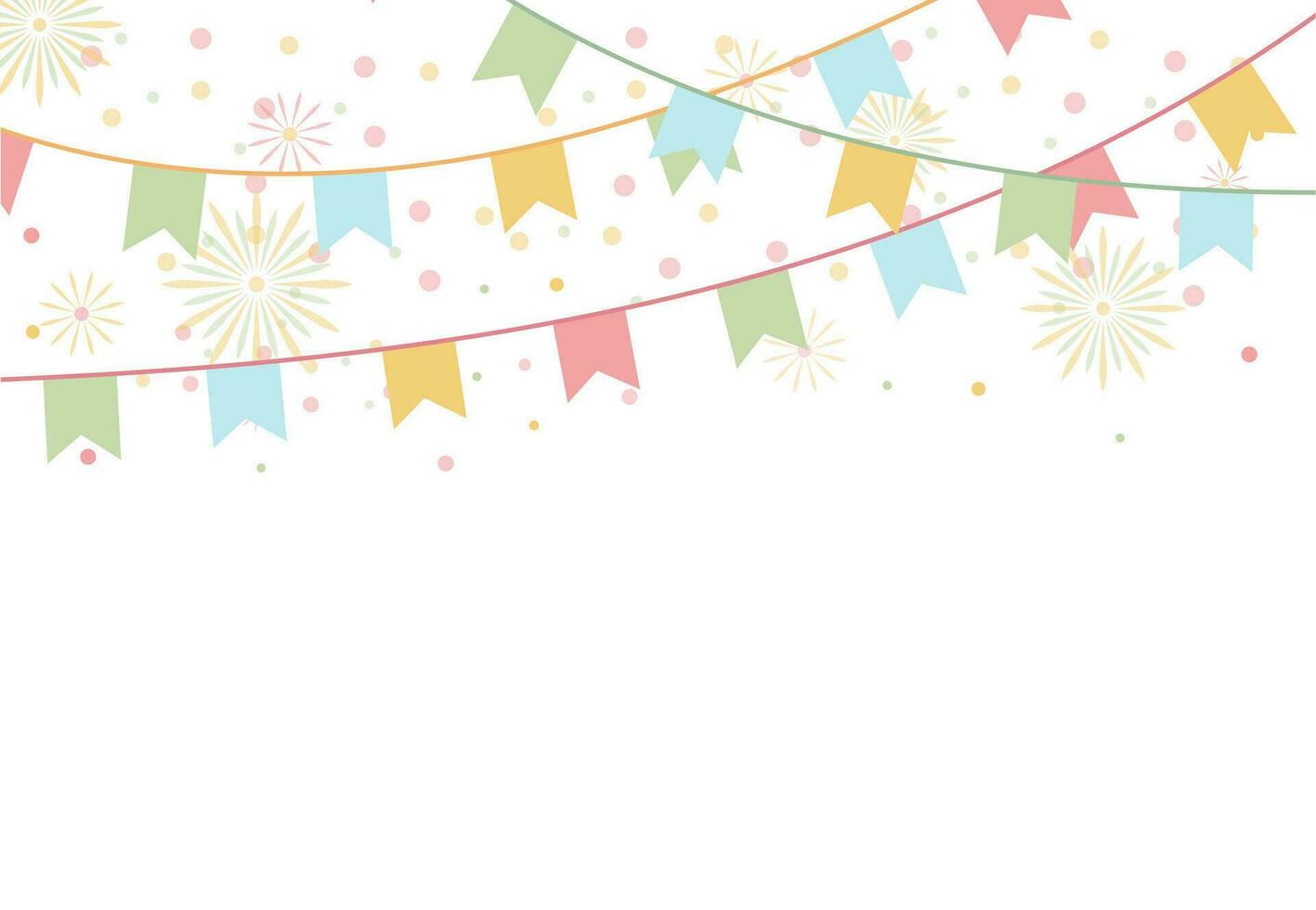 Festive garland with flags and confetti. Festive background for congratulations and invitations to the holiday, party, event. Vector drawing. flat style.