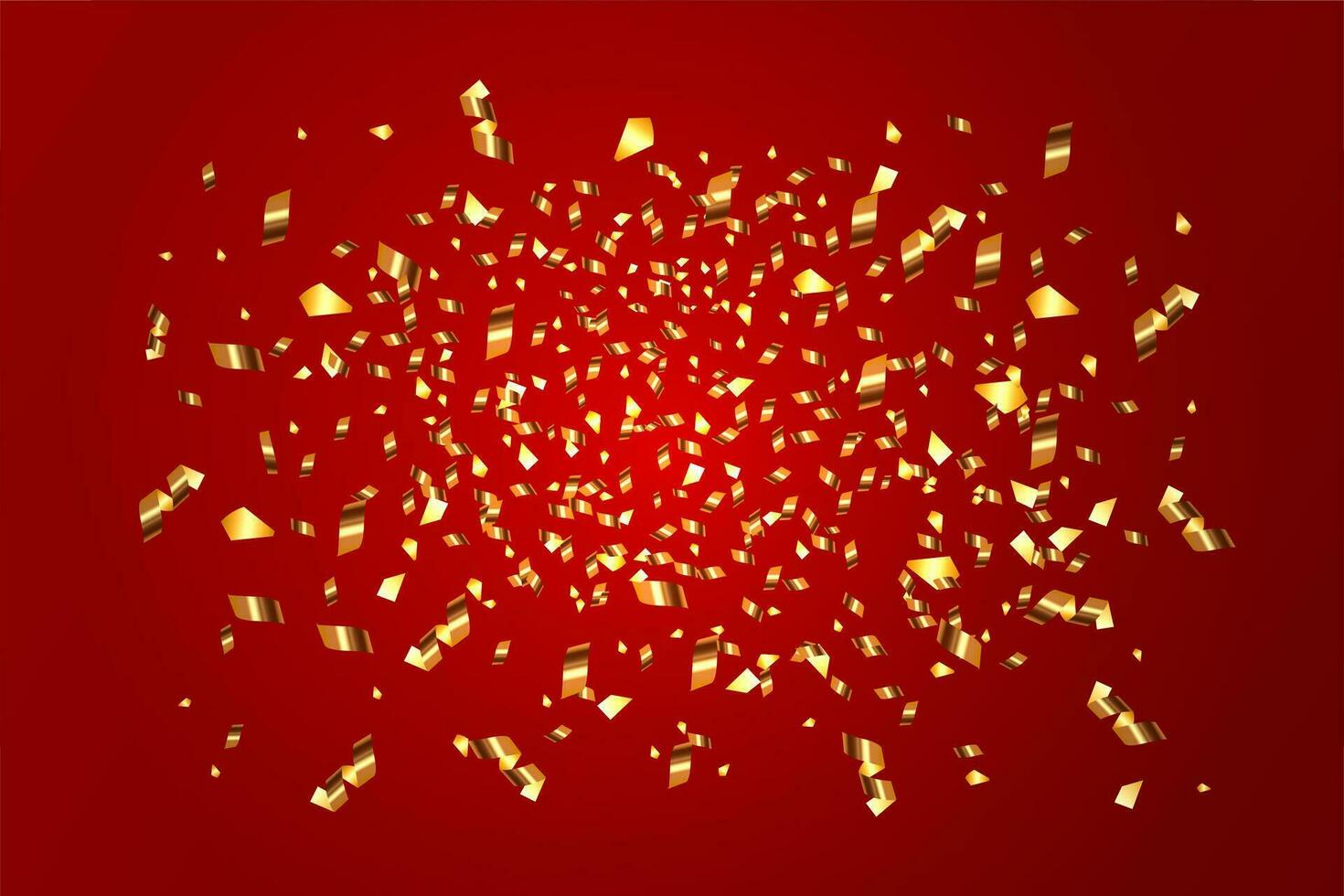 Abstract vector background in red color with golden confetti. Vector Background for congratulations or party. Vector Illustration