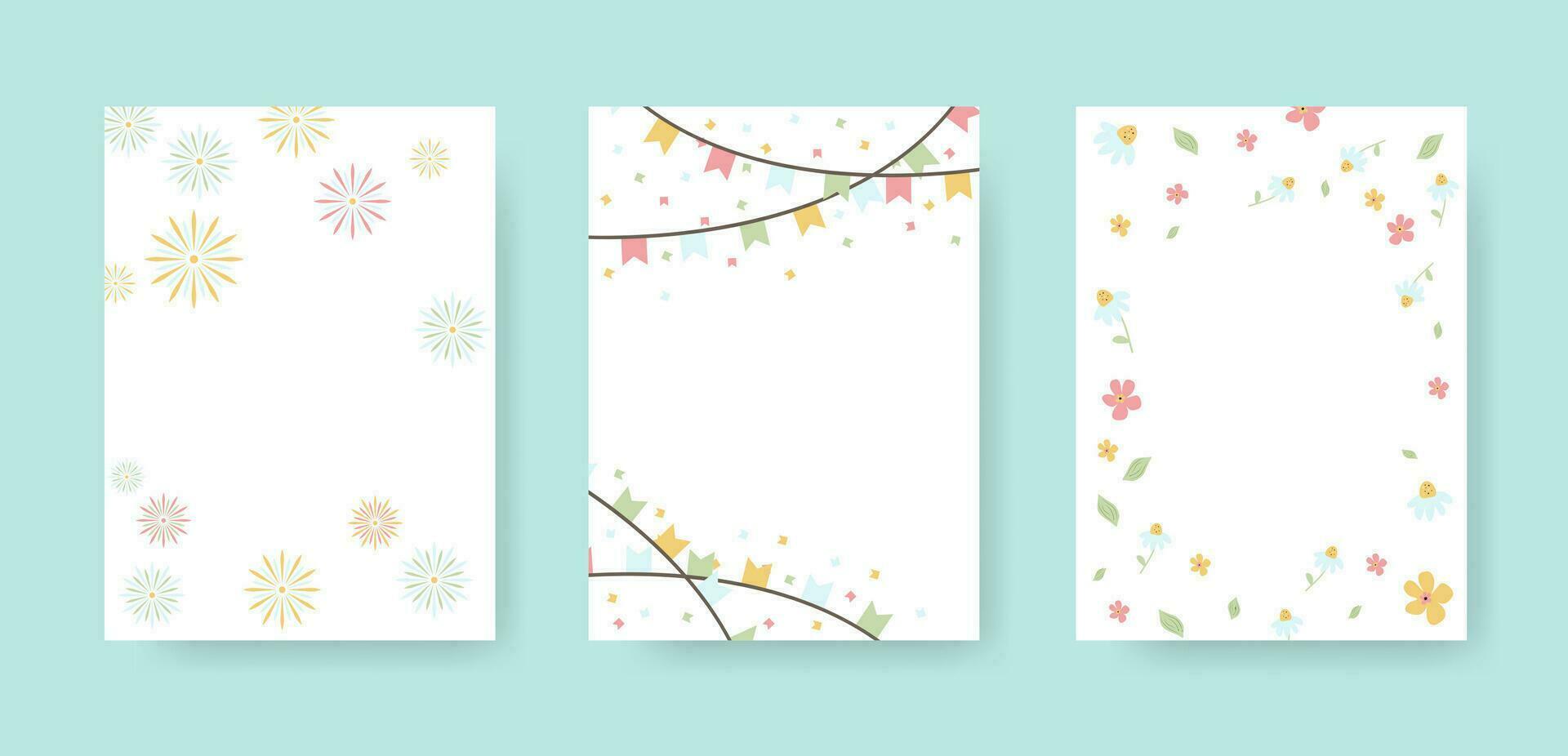 A set of templates and backgrounds for the holiday and party. A set of three holiday cards, banner invitations. Vector holiday backgrounds for birthday