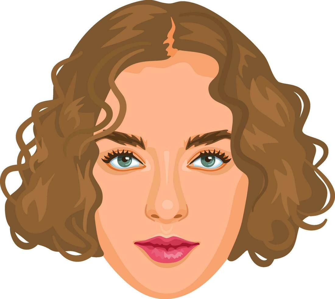 Attractive millennial female with blonde curly hair. Detailed portrait of beautiful woman. Realistic avatar. vector