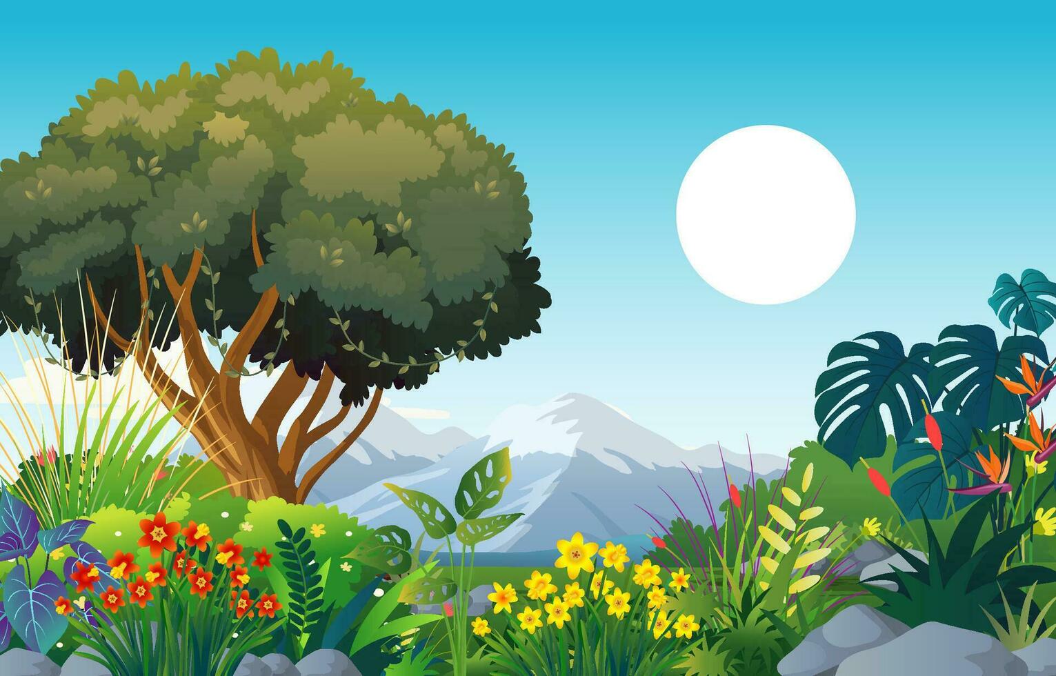 ilustración de hermosa paisaje antecedentes vector