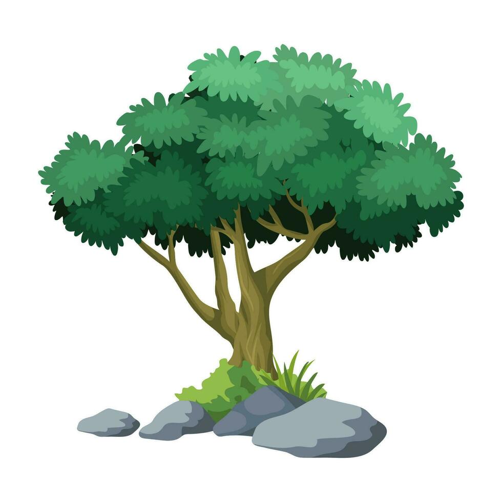 illustration of tree vector with white background