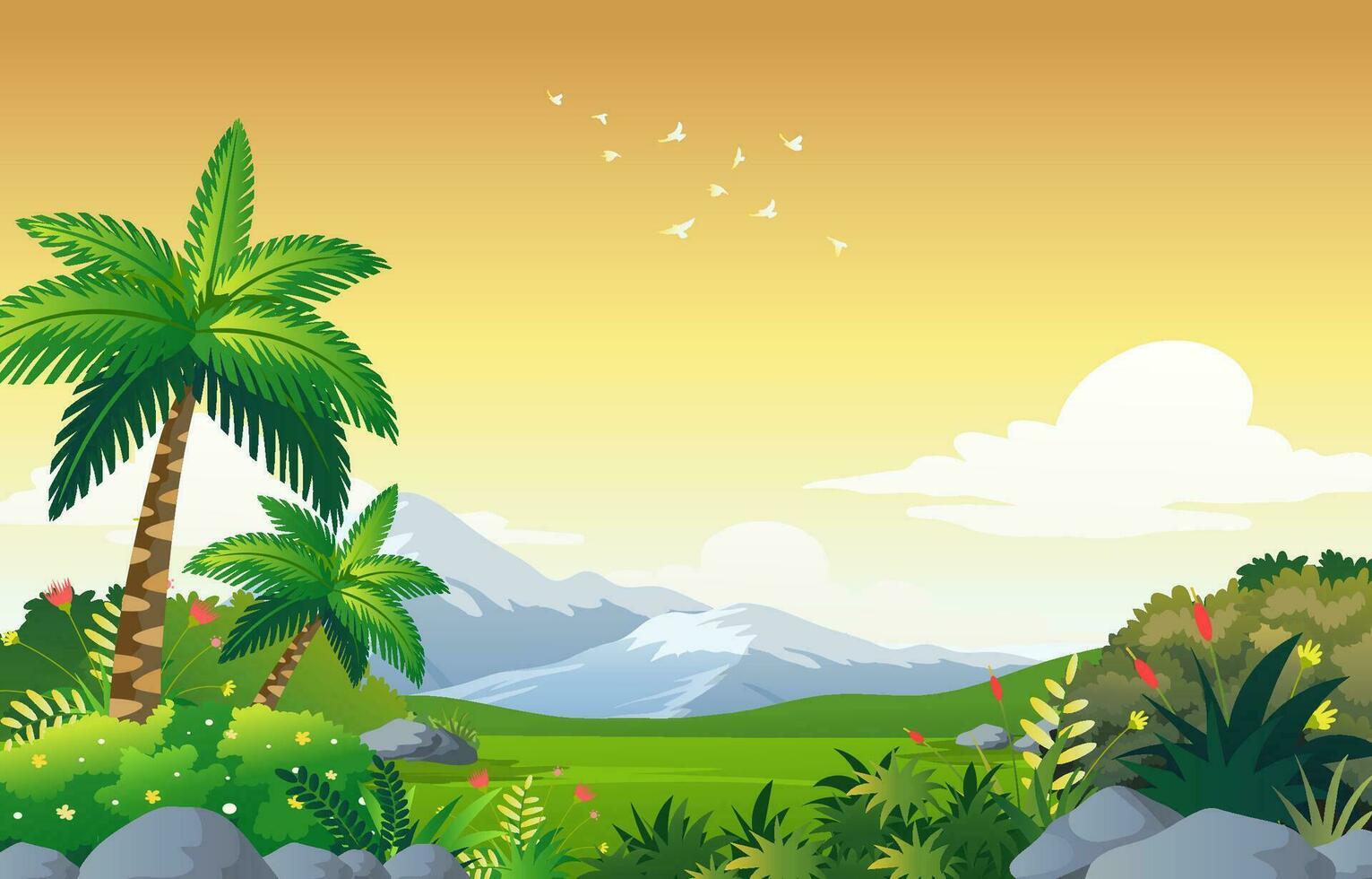 ilustración de hermosa paisaje antecedentes vector