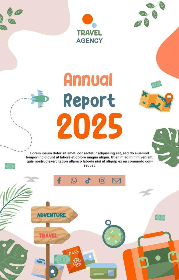 Hand drawn flat travel annual report vector