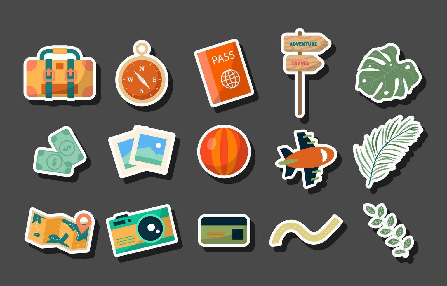 Hand drawn travel agency sticker set vector