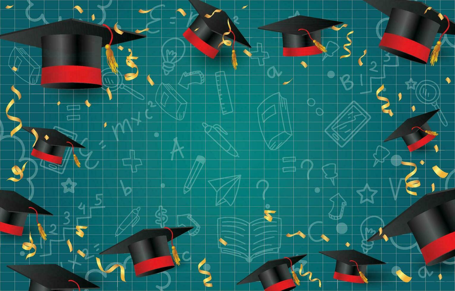Happy Graduation Greeting Background with Cap vector