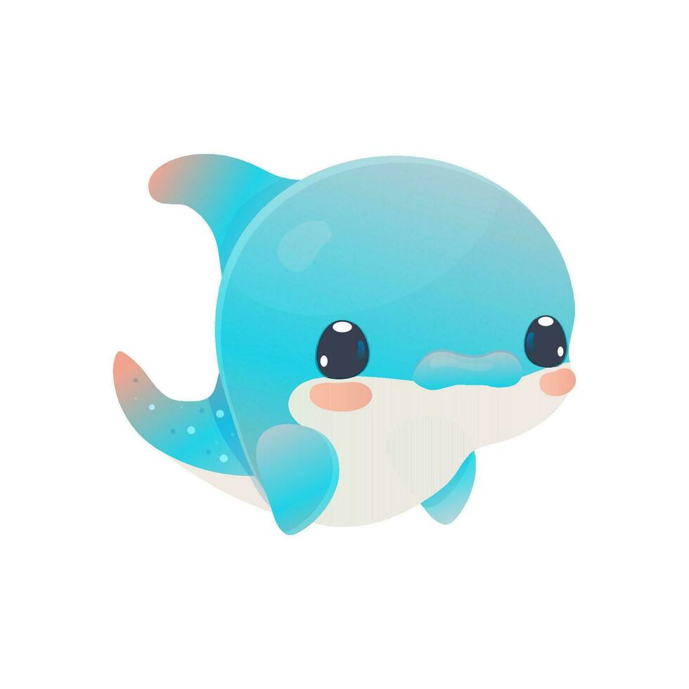 Kawaii sea dolphin vector illustration. Sea creatures