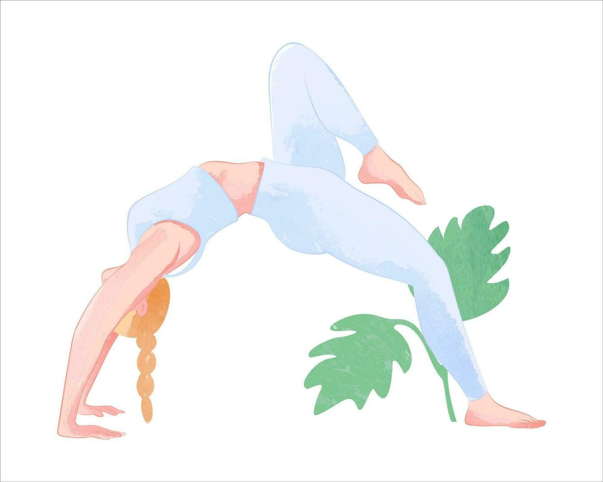 mano dibujado vector acuarela yoga poses