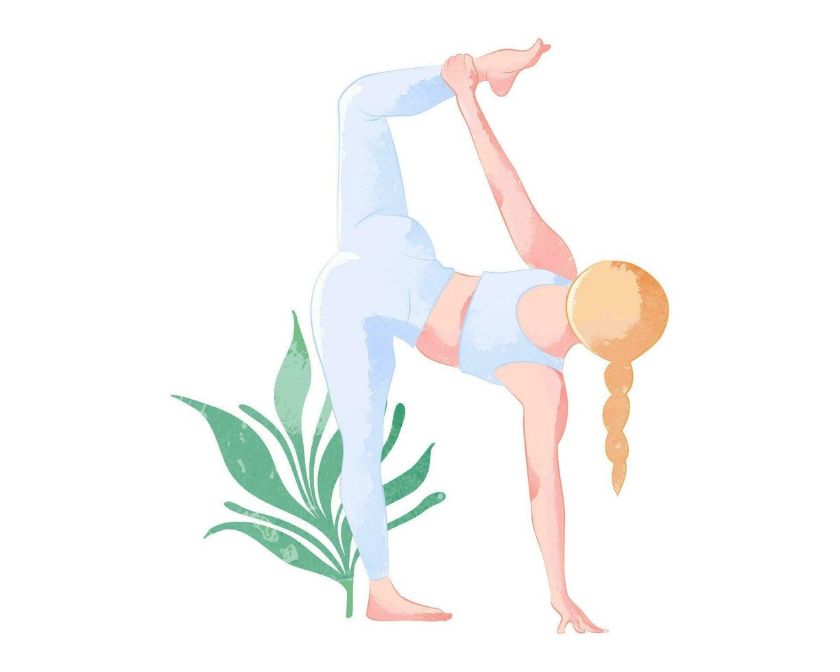 Hand drawn vector watercolor yoga poses