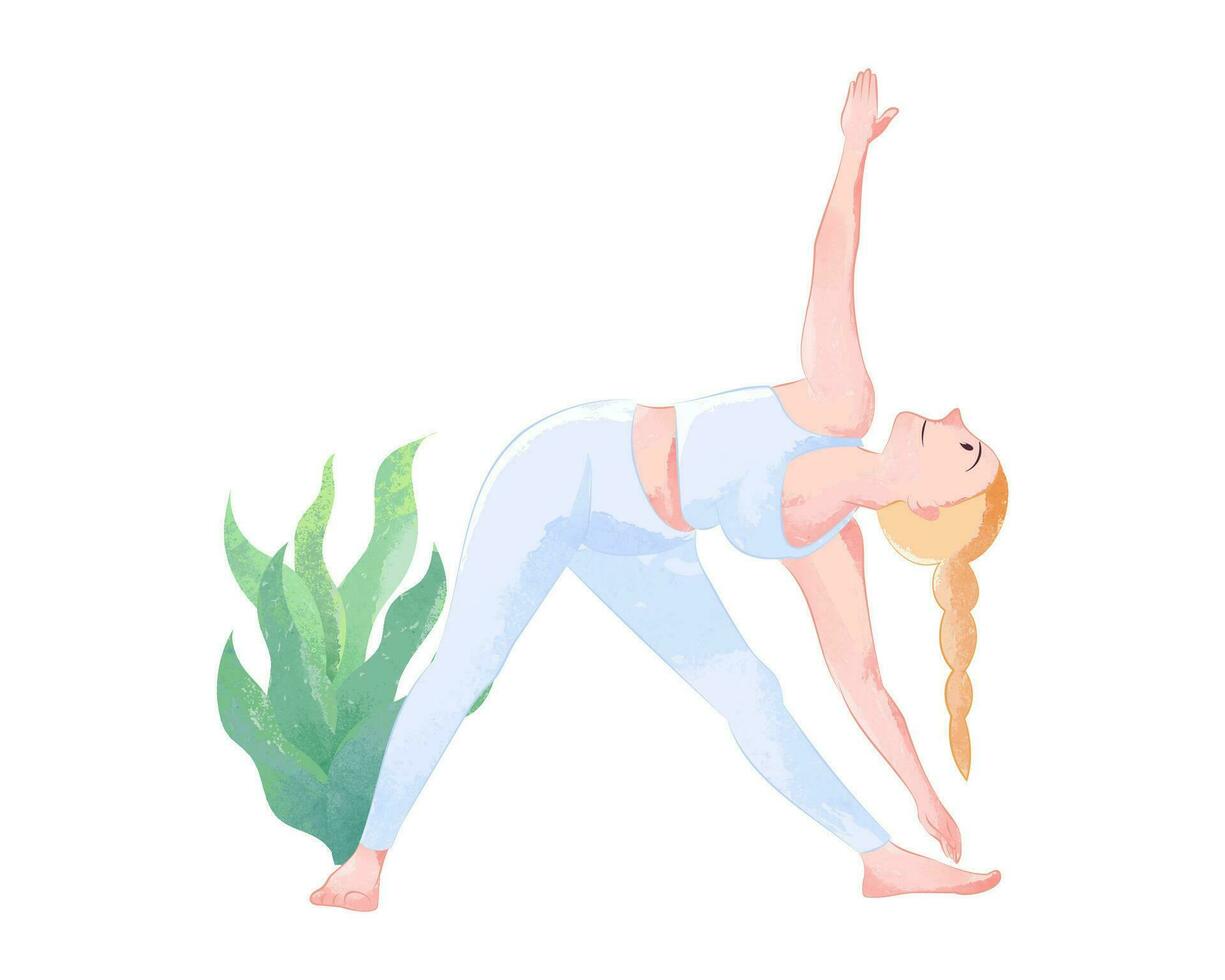 mano dibujado vector acuarela yoga poses