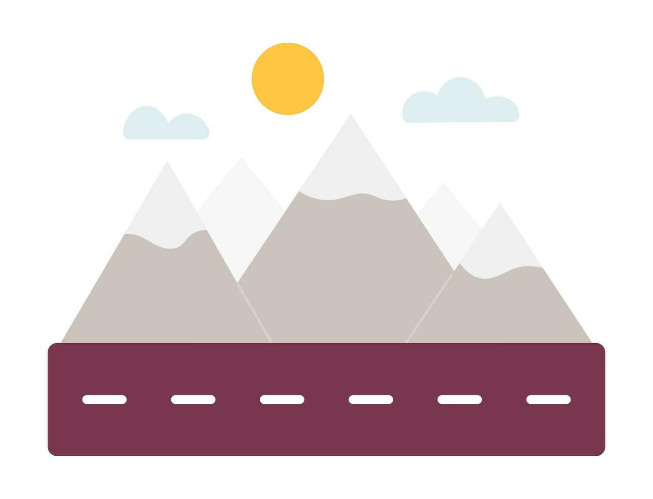 la carretera mediante montañas semi plano color vector objeto. hermosa paisaje. editable dibujos animados acortar Arte icono en blanco antecedentes. sencillo Mancha ilustración para web gráfico diseño