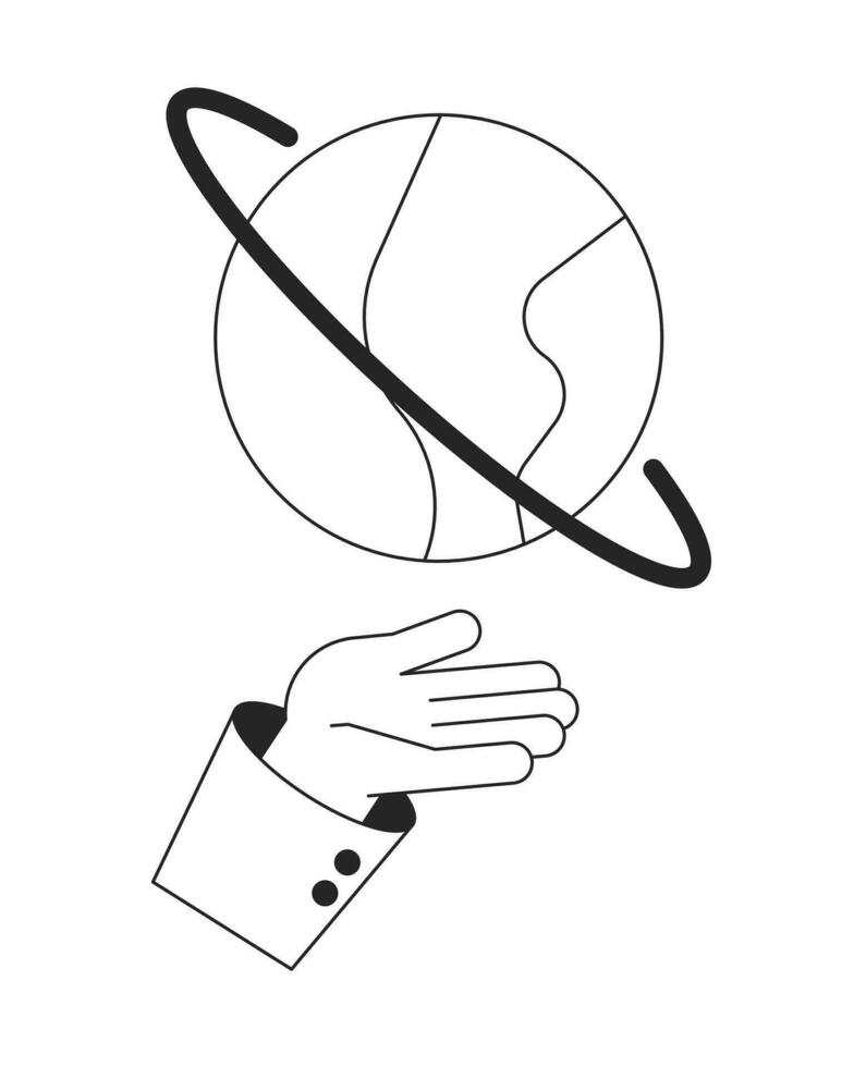 planeta terminado mano plano monocromo aislado vector objeto. planetario anillo. editable negro y blanco línea Arte dibujo. sencillo contorno Mancha ilustración para web gráfico diseño