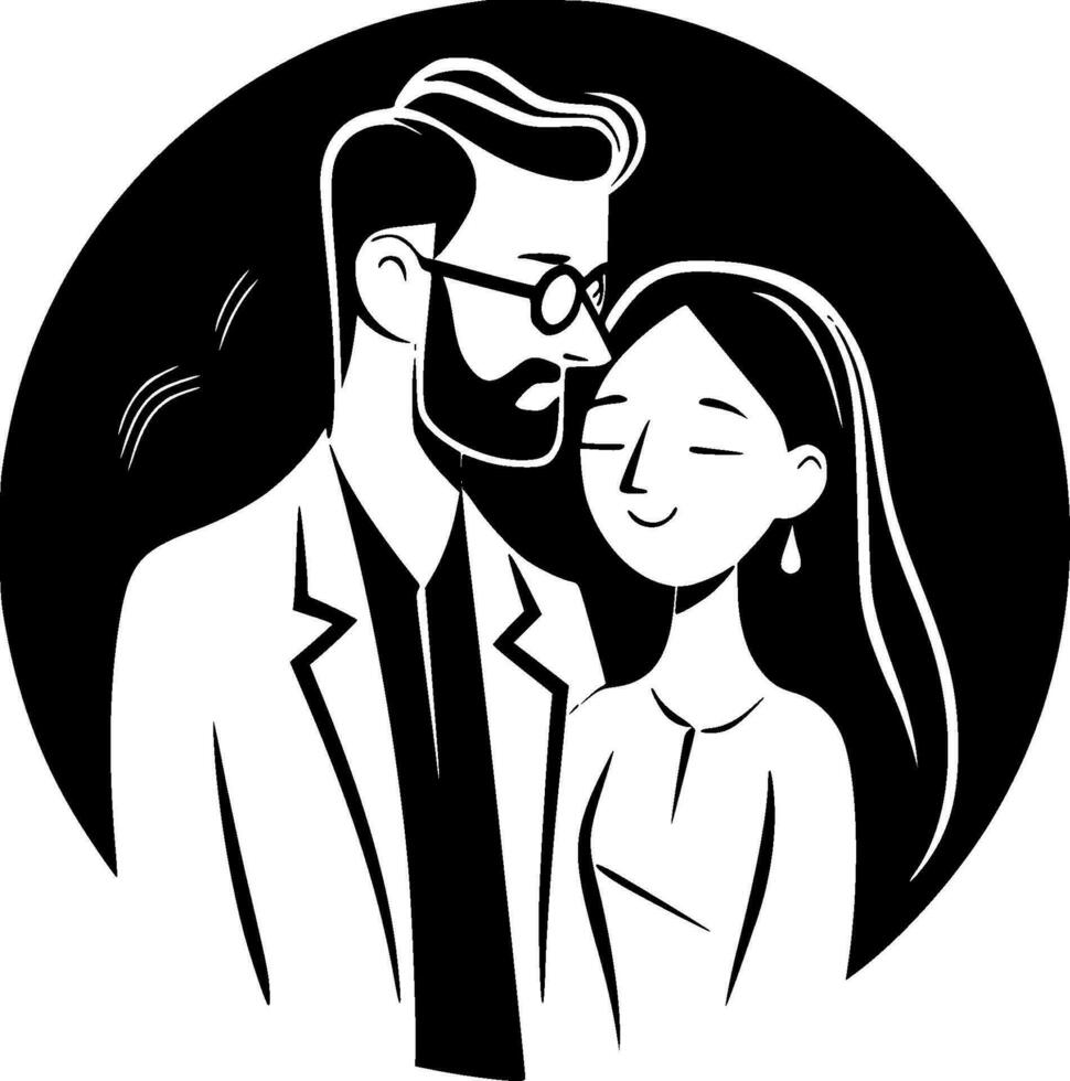 Wedding, Black and White Vector illustration