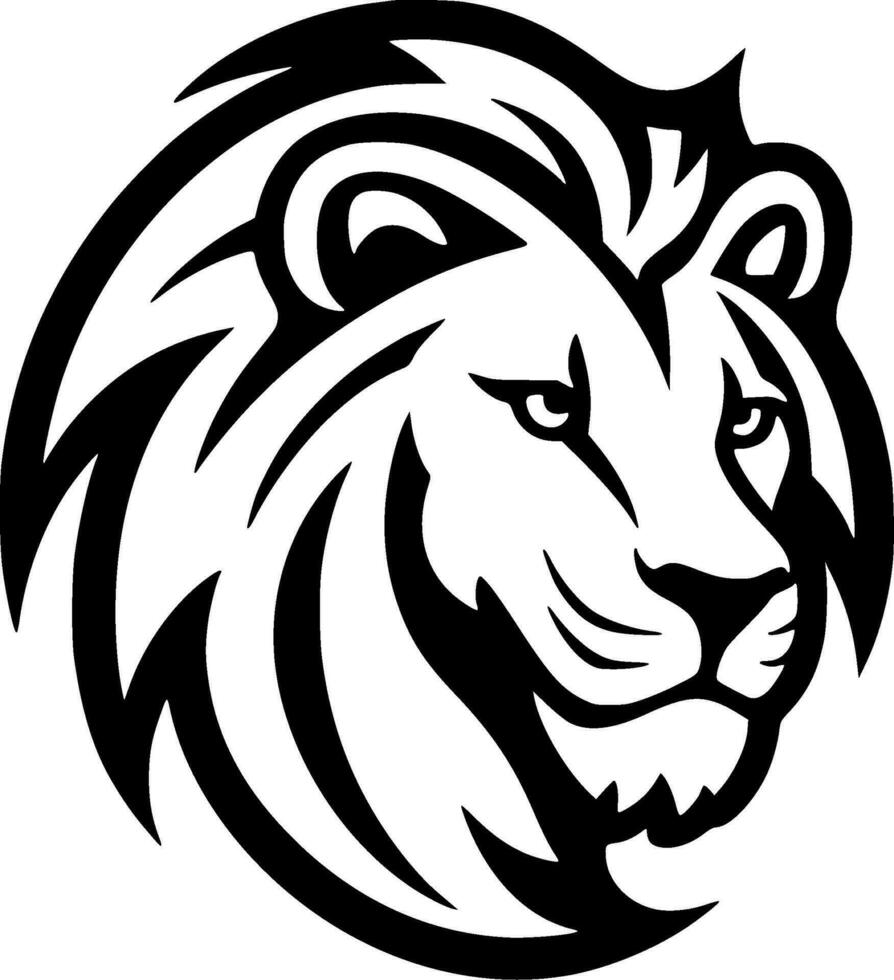 Lion, Black and White Vector illustration