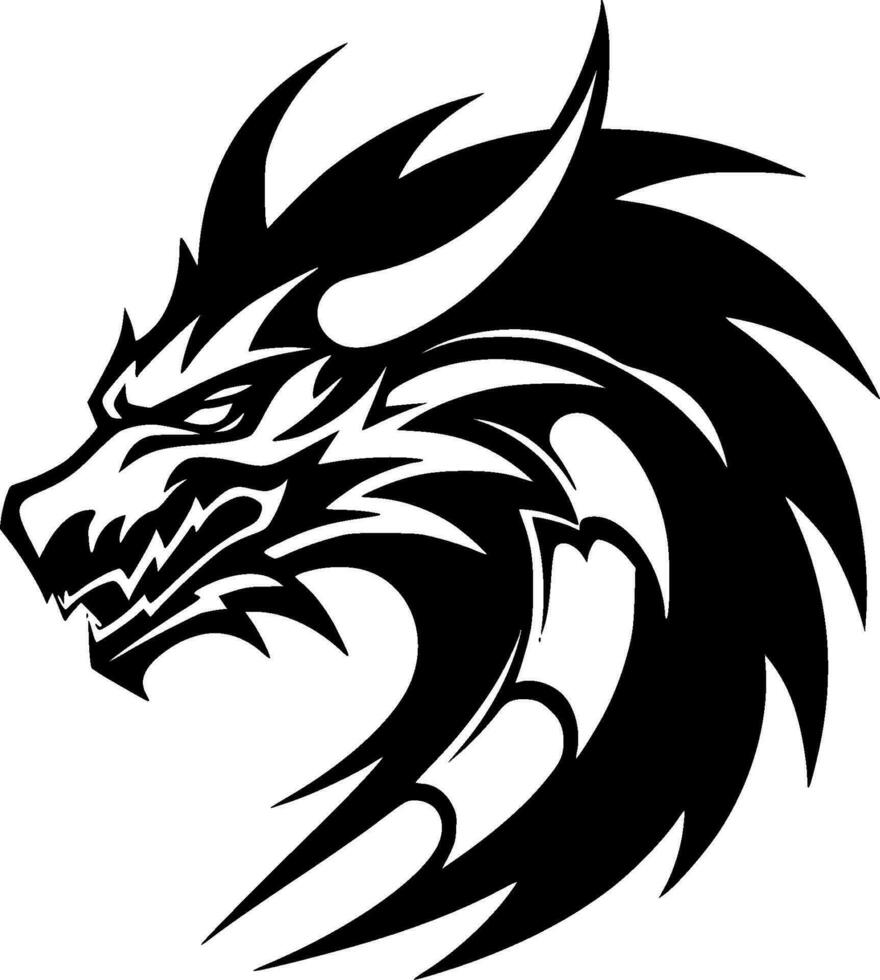 Dragon - Black and White Isolated Icon - Vector illustration