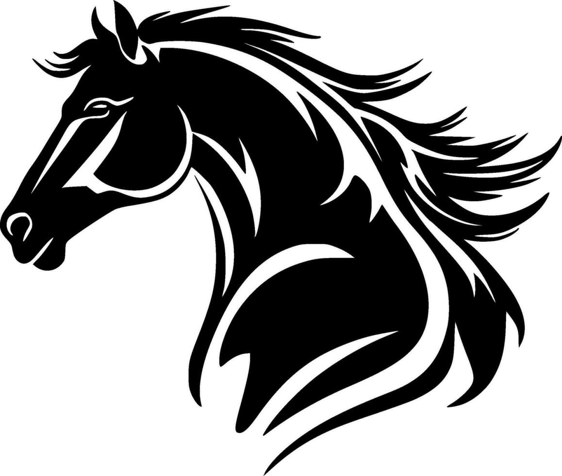 Horse, Black and White Vector illustration