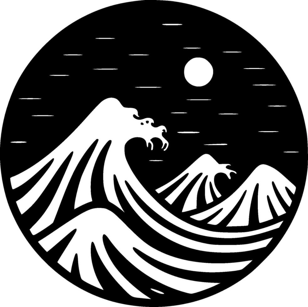 Ocean, Minimalist and Simple Silhouette - Vector illustration