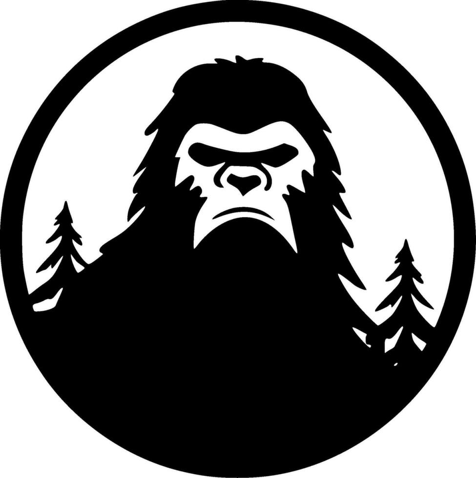 Bigfoot, Black and White Vector illustration